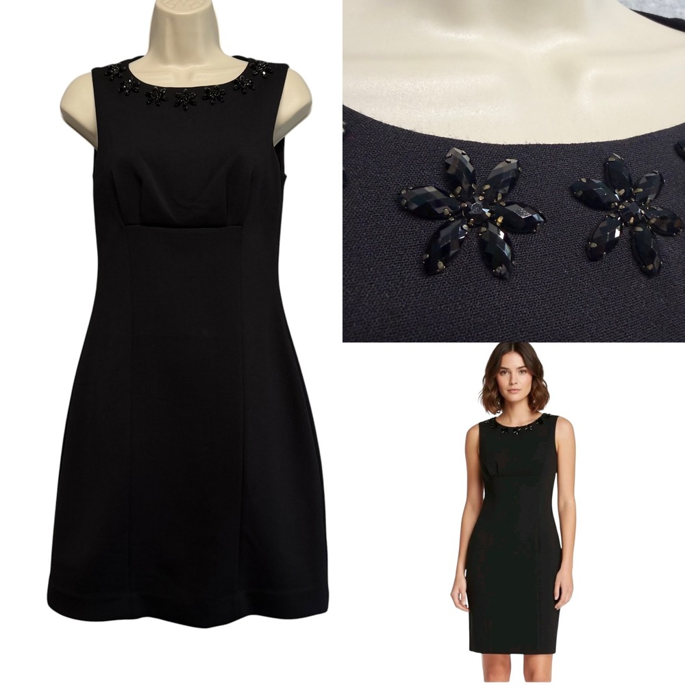 Kate Spade Dress Womens XS Jewel Neck Embellished‎ Floral Quiet Luxury Old Money